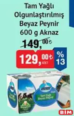 AKNAZ TAM YAĞLI OLGUNLAŞTIRILMIŞ BEYAZ PEYNİR 600 G